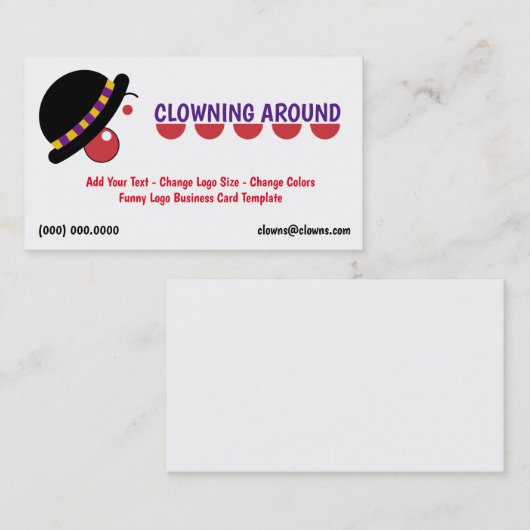 Funny Logos Clown Visitekaartje (Voorkant / Achterkant)