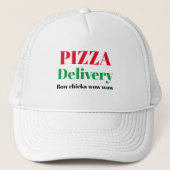 Funny lol Novelty Baseball PIZA LEVERT boogscheert Trucker Pet (Voorkant)
