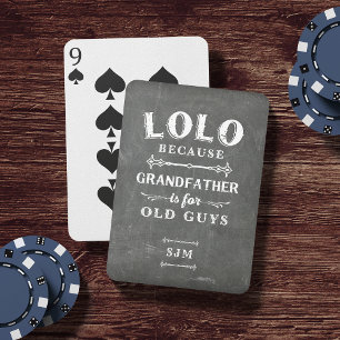 Funny Lolo Grandfather Monogram Pokerkaarten