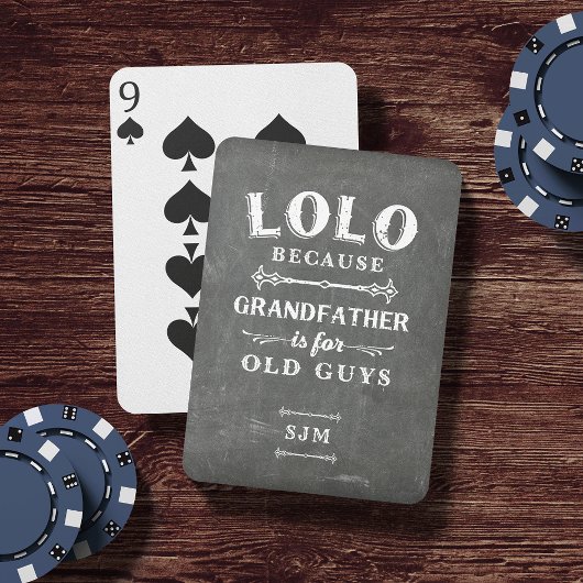 Funny Lolo Grandfather Monogram Pokerkaarten