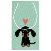 Funny Long Haire Dachshund Puppy met hart Klein Cadeauzakje (Achterkant)