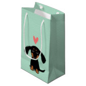 Funny Long Haire Dachshund Puppy met hart Klein Cadeauzakje (Voorkant Gekanteld)