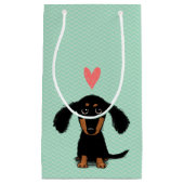 Funny Long Haire Dachshund Puppy met hart Klein Cadeauzakje (Voorkant)