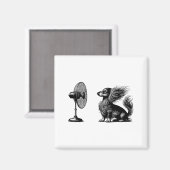 Funny Long Haired Dachshund Dog With Fan Doxie Wie Magneet (Voorkant / Achterkant)