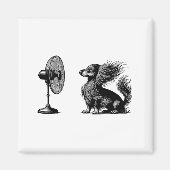 Funny Long Haired Dachshund Dog With Fan Doxie Wie Magneet (Voorkant)