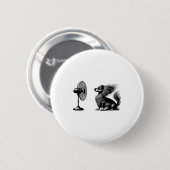 Funny Long Haired Dachshund Dog With Fan Doxie Wie Ronde Button 5,7 Cm (Voorkant /achterkant)