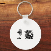 Funny Long Haired Dachshund Dog With Fan Doxie Wie Sleutelhanger (Voorkant)