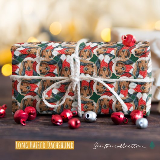 Funny Long Hazard Dachshund Kerstmis Pattern Cadeaupapier
