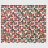 Funny Long Hazard Dachshund Kerstmis Pattern Cadeaupapier (Vlak)