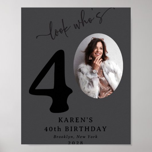 Funny Look Whos 40 Stylish 40th Birthday  Poster (Voorkant)
