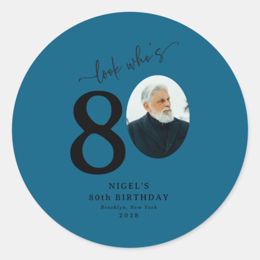 Funny Look Whos 80 Stylish 80th Birthday  Ronde Sticker (Voorkant)