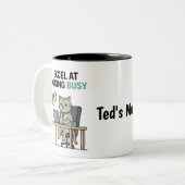 Funny Looking Busy Personalized Work Mug Tweekleurige Koffiemok (Voorkant links)