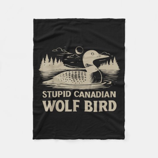 Funny Loon Bird, Stud Canadian Wolf Bird Humor Quo Fleece Deken (Voorkant)