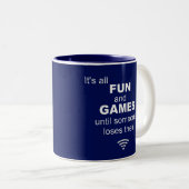 Funny Losing WiFi Internet - Blauw Tweekleurige Koffiemok (Voorkant rechts)