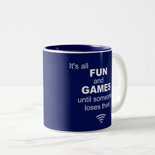 Funny Losing WiFi Internet - Blauw Tweekleurige Koffiemok (Voorkant rechts)