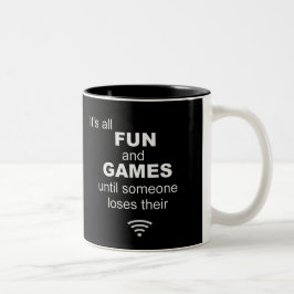 Funny Losing WiFi Internet - zwart Tweekleurige Koffiemok