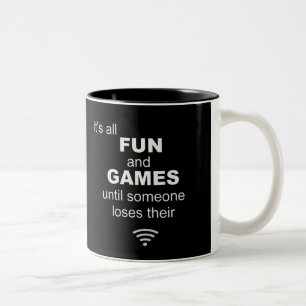 Funny Losing WiFi Internet - zwart Tweekleurige Koffiemok