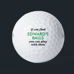 Funny Lost Ball Quote, gepersonaliseerd Golfballen<br><div class="desc">Grappig gepersonaliseerde naam Novelty Golf Balls met Guy's Gag Gift Humor die leest "als je mijn ballen vindt, kun je met hen spelen" in groen en zwart. Douane Golf Balls zijn een groot geschenk voor vader als je dat soort brute humor deelt, of een groot golfbachelorfeest voor de man die...</div>