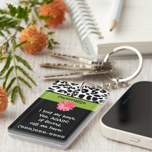 Funny Lost Keys Leopard Print Sleutelhanger (Voorkant Rechts)