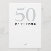 Funny Loud and Clear 50th birthday invitation Kaart (Achterkant)