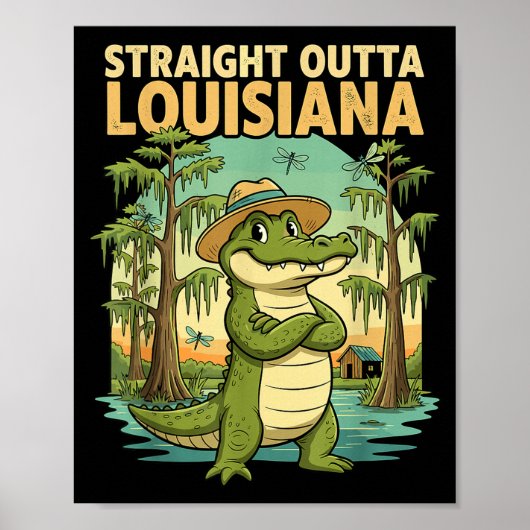 Funny Louisiana Alligator Retro Wildlife Travel Ba Poster (Voorkant)