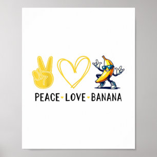 Funny Love Banana Schattige Banana Peace Love Bana Poster