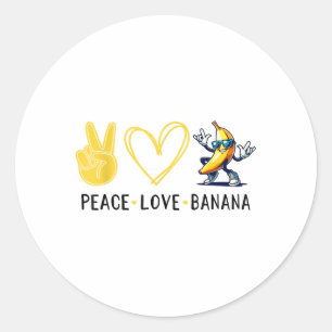 Funny Love Banana Schattige Banana Peace Love Bana Ronde Sticker