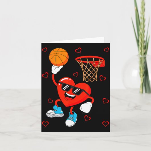 Funny Love Basketball Heart Shape Happy Valentine' Kaart (Voorkant)