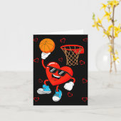 Funny Love Basketball Heart Shape Happy Valentine' Kaart (Gele Bloem)