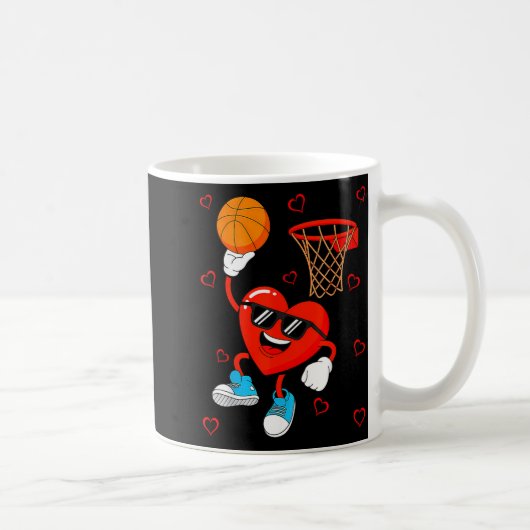 Funny Love Basketball Heart Shape Happy Valentine' Koffiemok (Rechts)