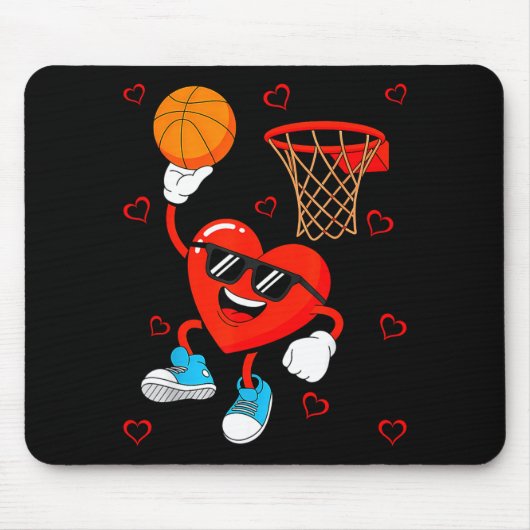 Funny Love Basketball Heart Shape Happy Valentine' Muismat (Voorkant)
