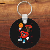 Funny Love Basketball Heart Shape Happy Valentine' Sleutelhanger (Voorkant)