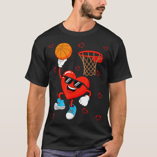 Funny Love Basketball Heart Shape Happy Valentine' T-shirt (Voorkant)