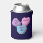 Funny Love Beer Snoep Hart Aangepaste Tekst Blikjeskoeler (Blikje Voorkant)