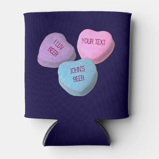 Funny Love Beer Snoep Hart Aangepaste Tekst Blikjeskoeler (Voorkant)