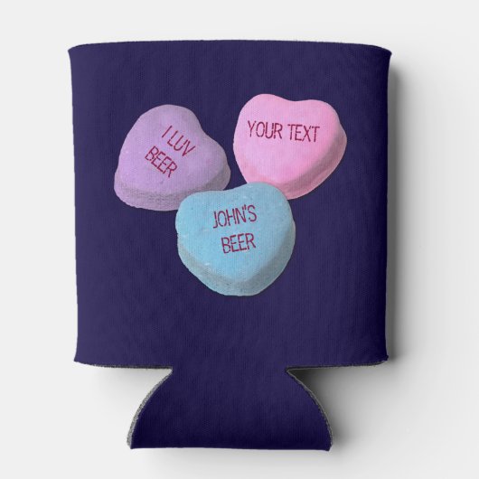 Funny Love Beer Snoep Hart Aangepaste Tekst Blikjeskoeler (Achterkant)