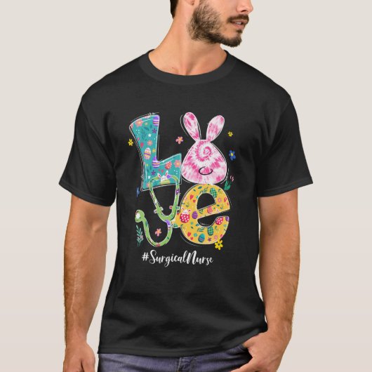 Funny LOVE Bunny Surgical Nurse Easter Day Stethos T-shirt (Voorkant)