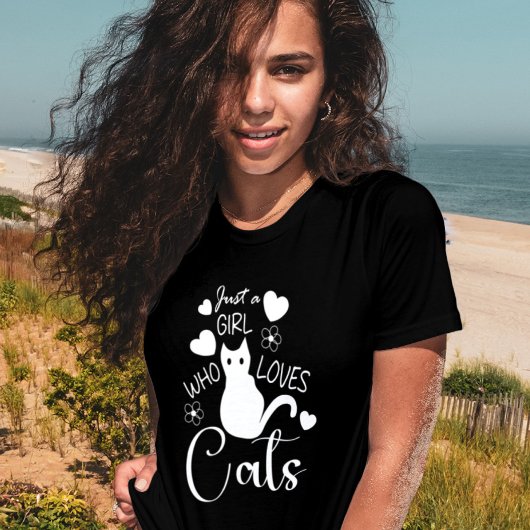 Funny Love cat Schattige Tekening Typografie T-Shi T-shirt