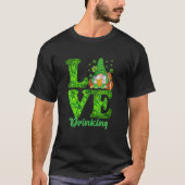 Funny LOVE Drink Gnome Beer Lover Happy St Patr T-shirt (Voorkant)