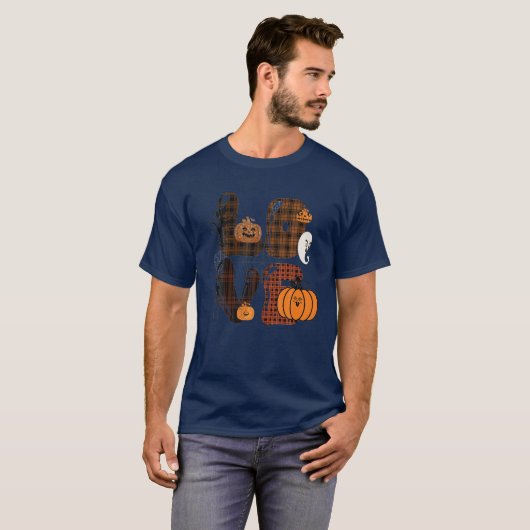 Funny Love Halloween Pumpkin Halloween T-shirt (Voorkant volledig)