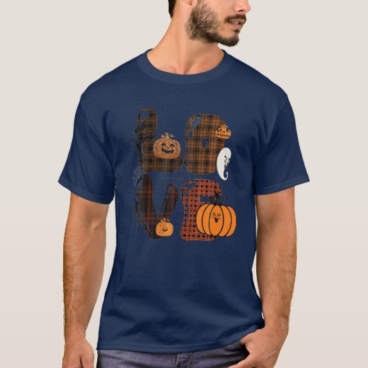 Funny Love Halloween Pumpkin Halloween T-shirt (Voorkant)