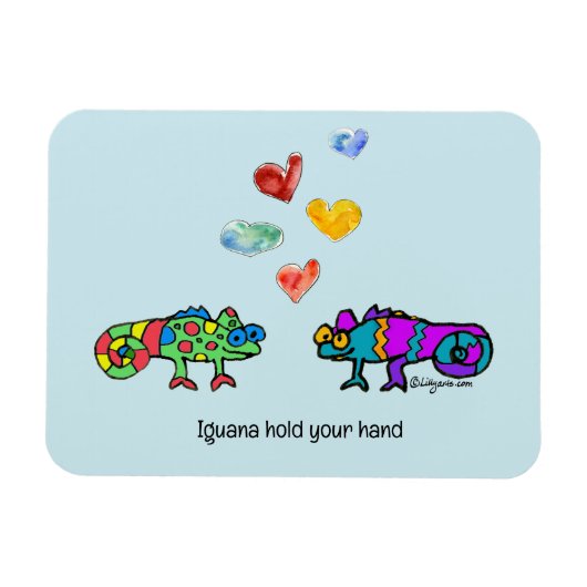 Funny Love Iguanas Cartoon Magneet (Horizontaal)
