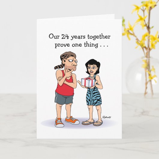 Funny Love is 24th Jubileum Kaart (Gele Bloem)