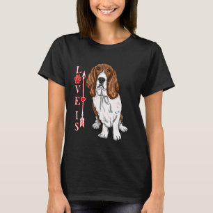 Funny Love is Basset Hound Dog Cute Dog Paw Print T-shirt