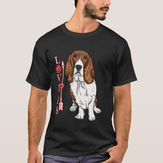 Funny Love is Basset Hound Dog Cute Dog Paw Print T-shirt (Voorkant)