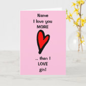 Funny Love je Meer dan Gin Valentijnsdag Card Kaart (Gele Bloem)