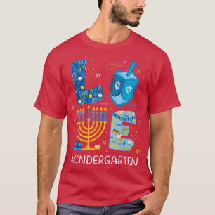 Funny LOVE Kindergarten Docer Menorah Jewish Han T-shirt