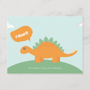 Funny Love Light Blue Dinosaur Briefkaart