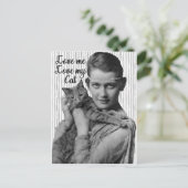 Funny  Love Me Love My Cat Briefkaart (Staand voorkant)