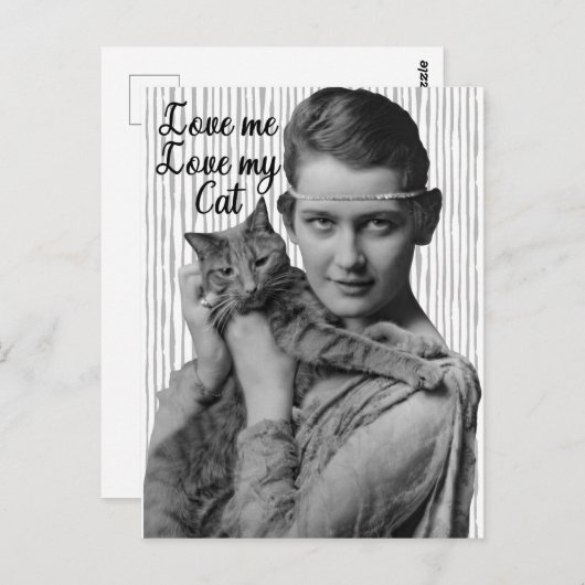 Funny  Love Me Love My Cat Briefkaart (Voorkant / Achterkant)